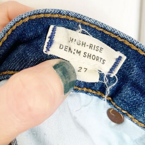 Madewell High-Rise Cut Off Edition Medium Wash Blue Denim Jean Shorts Women’s 27 - Picture 10 of 13